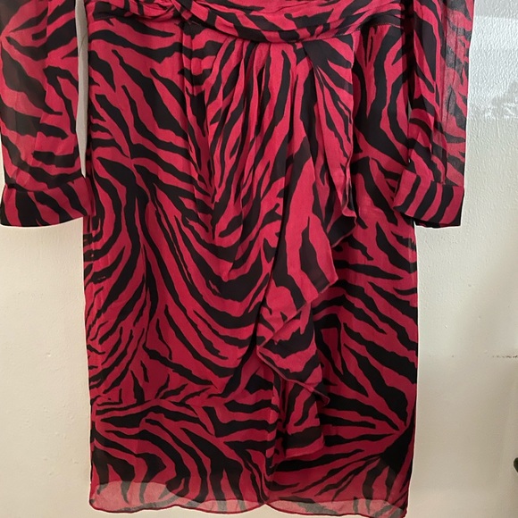 New Ba&sh Women's Red Saphir Wrap-effect Tiger-print Georgette Dress Small - Picture 6 of 13